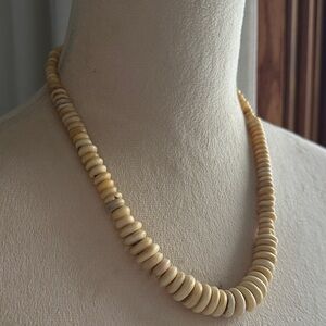 Vintage Conch Shell Cream Beaded Disc Necklace